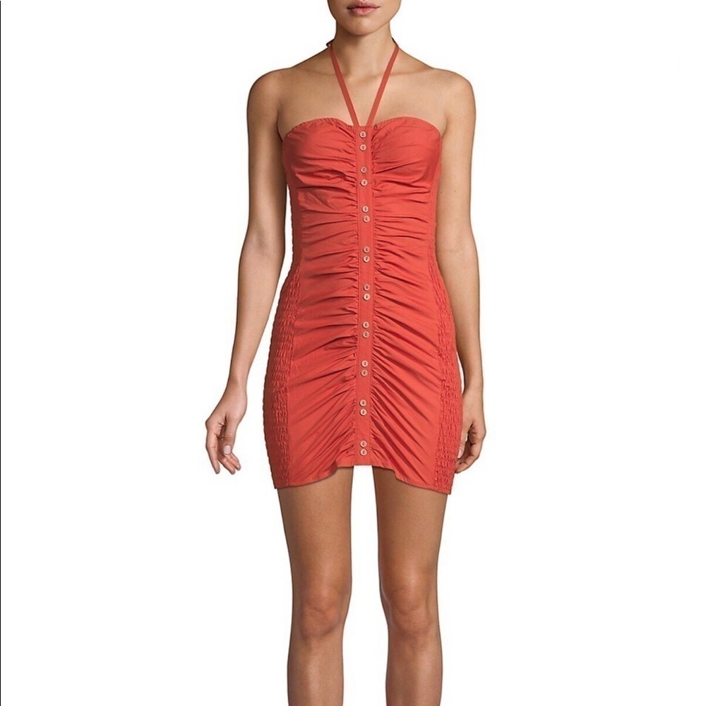 Free People Hold On Mini Dress Rust L NWT
